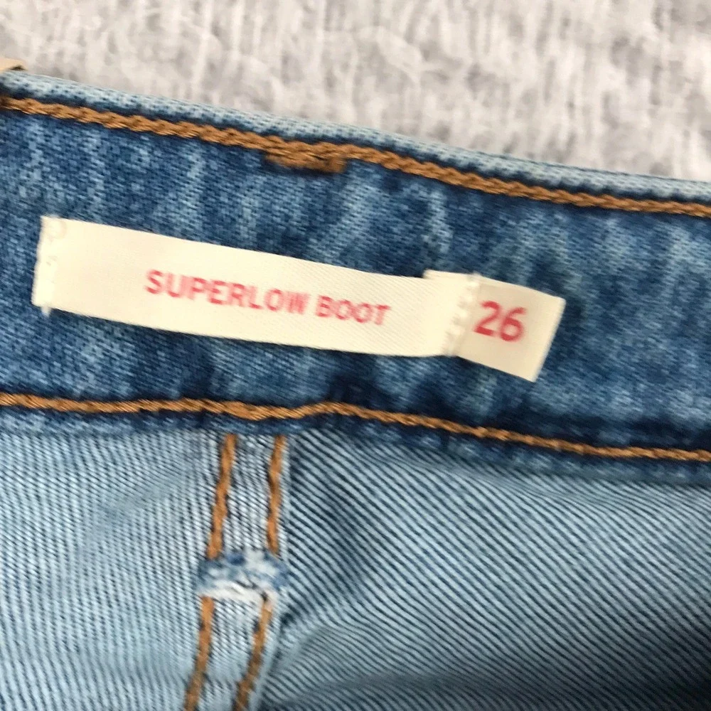 Levis Superlow Bootcut Jeans Women 26 Blue Low Rise Slim Stretch Denim NEW NWT